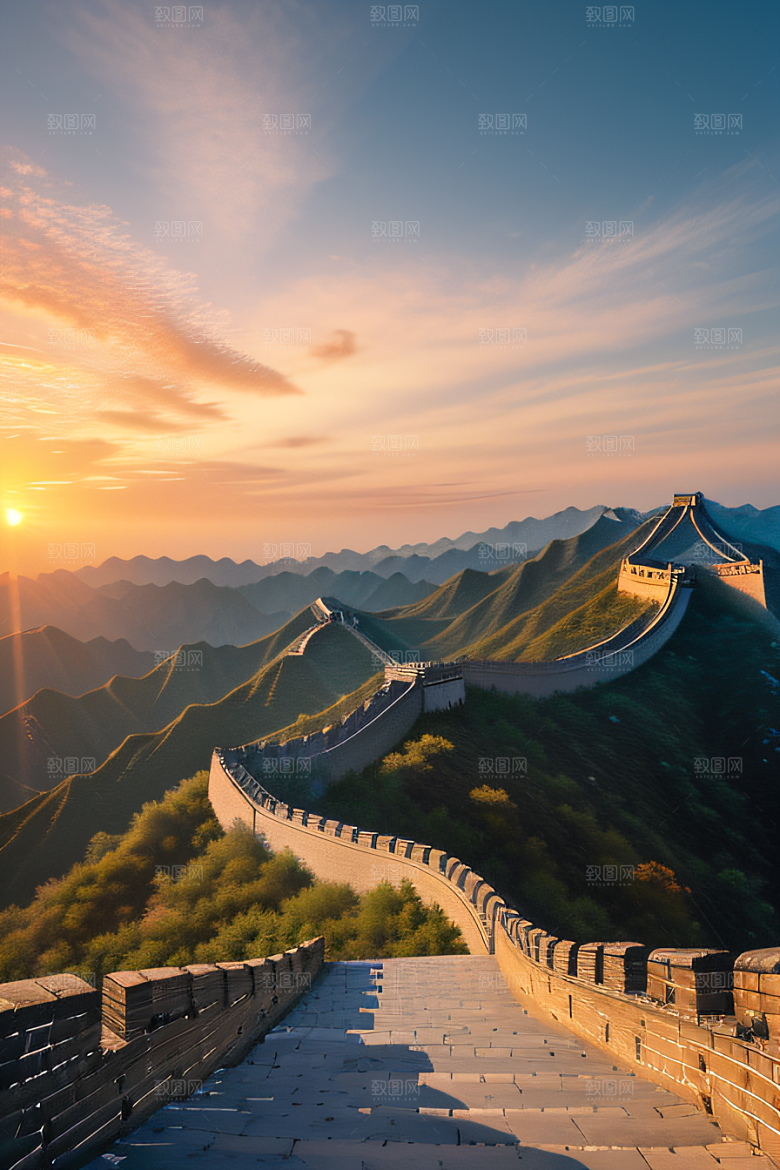 壮丽长城宏伟壮观的美景尽收眼底