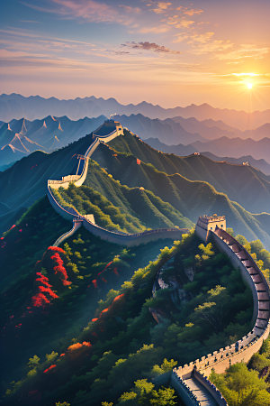 壮丽长城宏伟壮观的美景尽收眼底