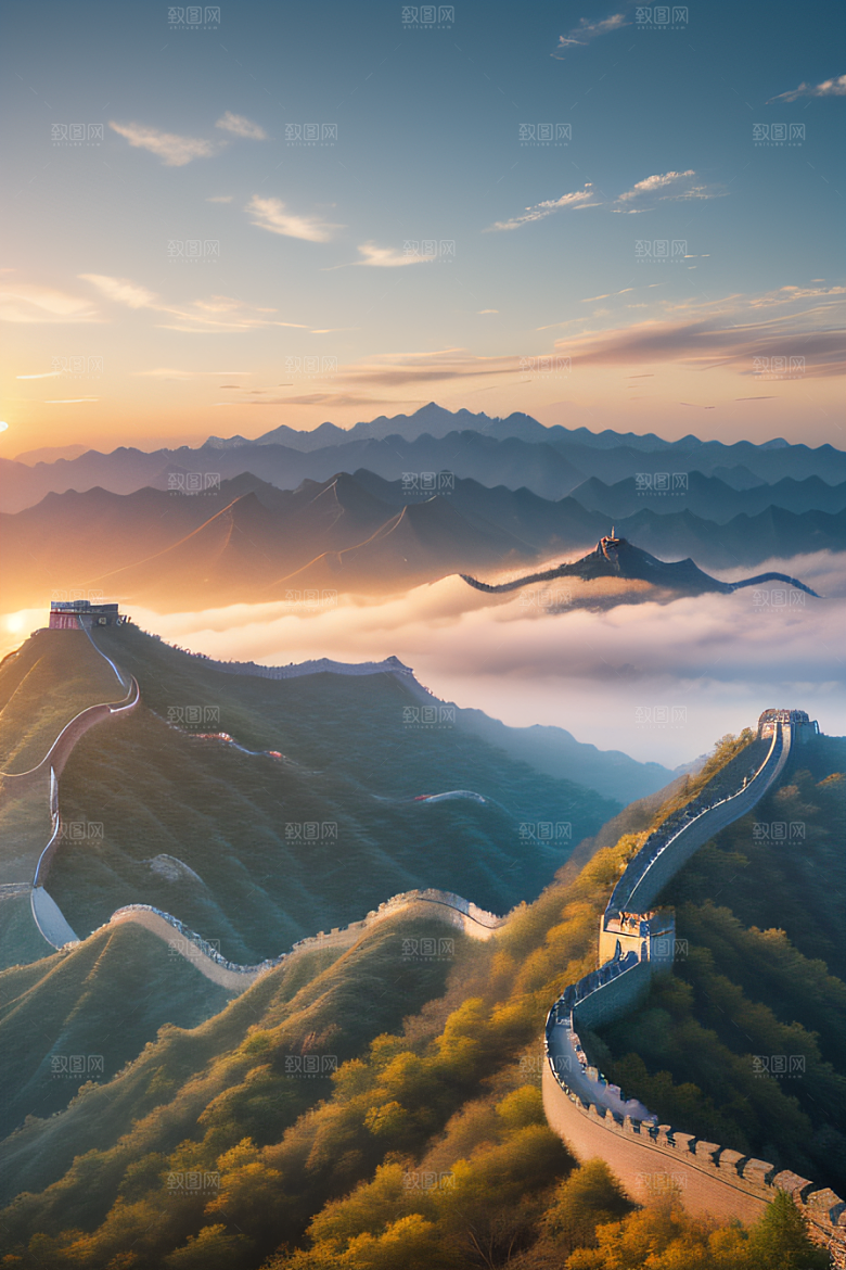 壮丽长城宏伟壮观的美景尽收眼底