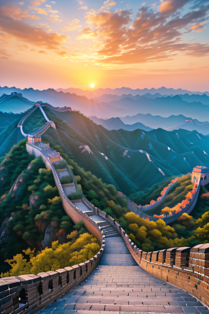 壮丽长城宏伟壮观的美景尽收眼底