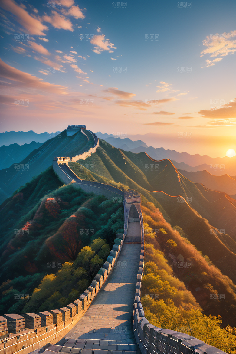 壮丽长城宏伟壮观的美景尽收眼底