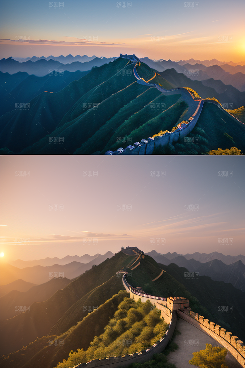 伟大长城雄伟壮丽的美晨