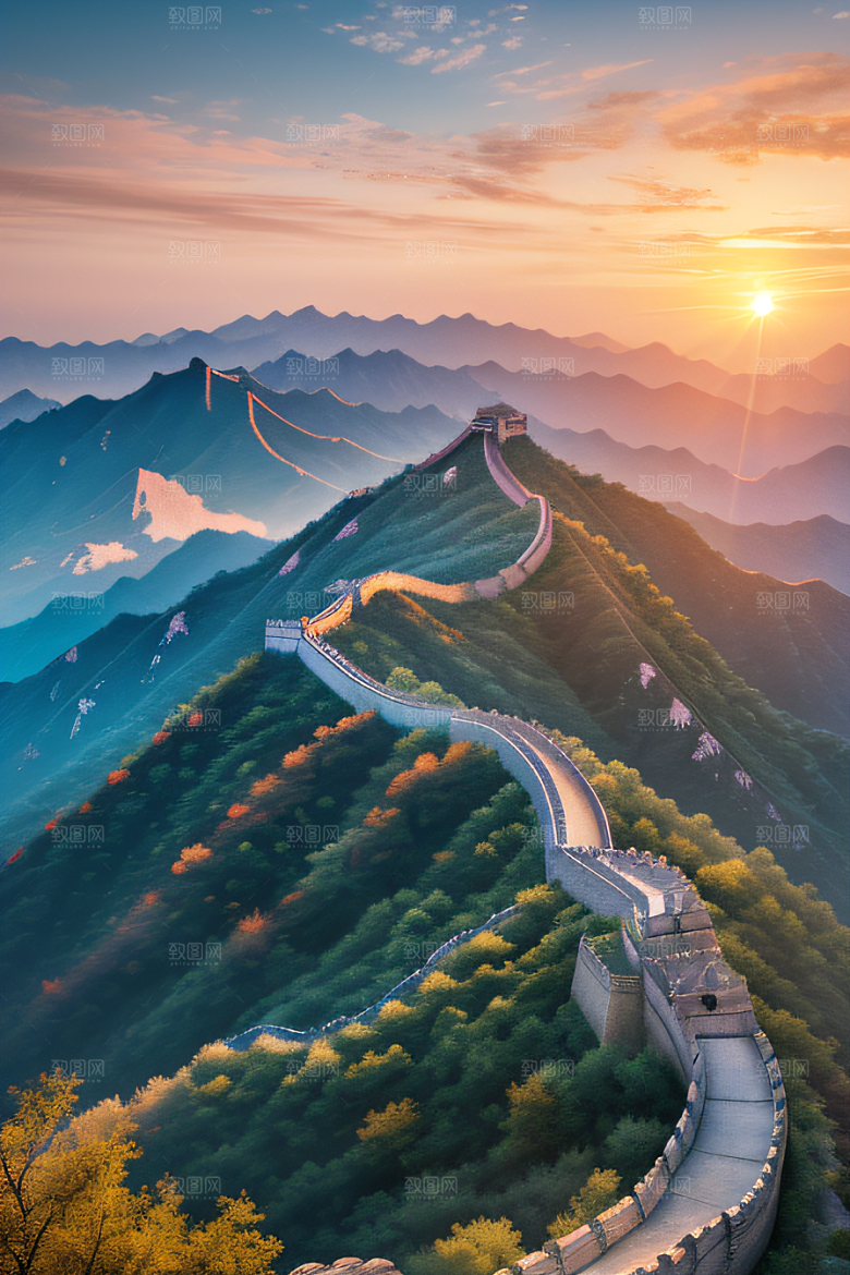 壮丽长城宏伟壮观的美景