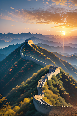 壮丽长城宏伟壮观的美景
