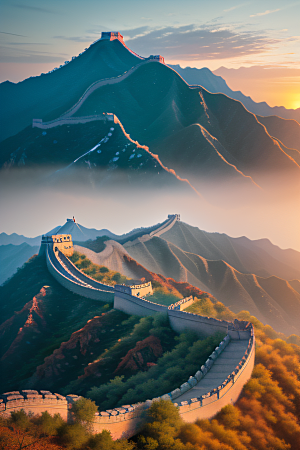 壮丽长城宏伟壮观的美景