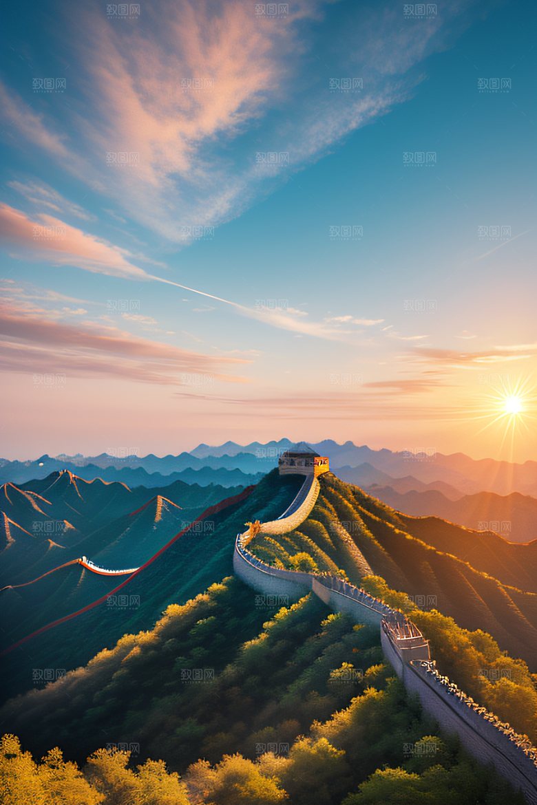 壮丽长城宏伟壮观的美景