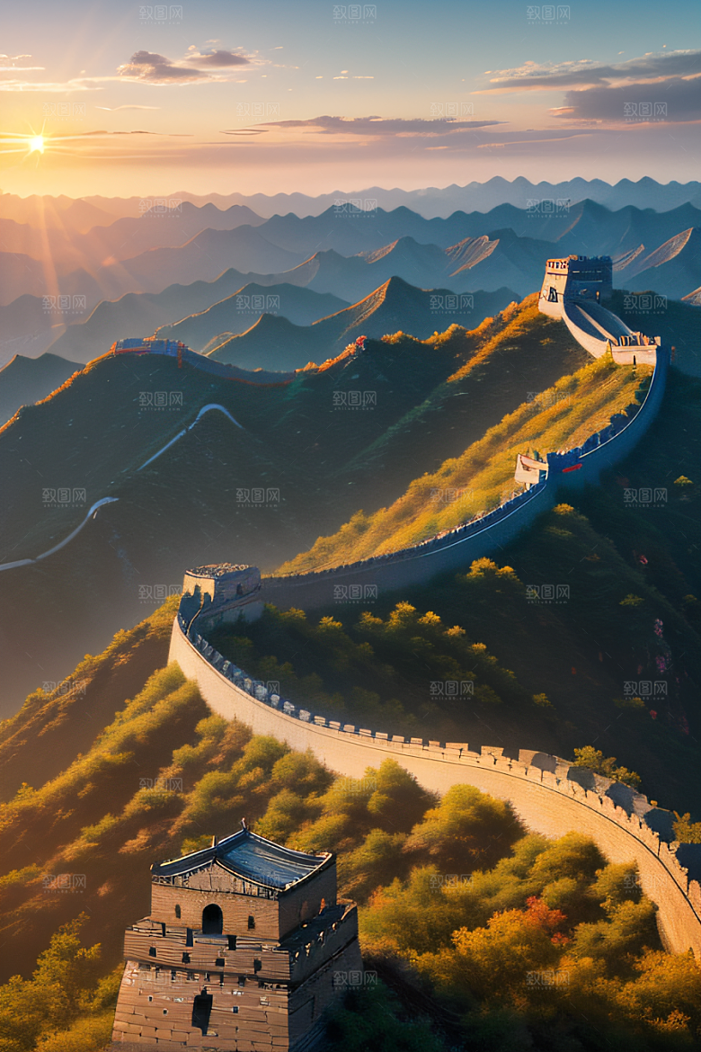 壮丽长城宏伟壮观的美景