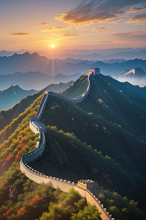 壮丽长城宏伟壮观的美景