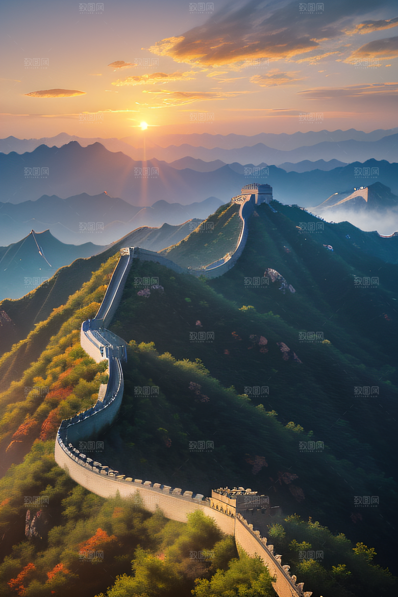 壮丽长城宏伟壮观的美景