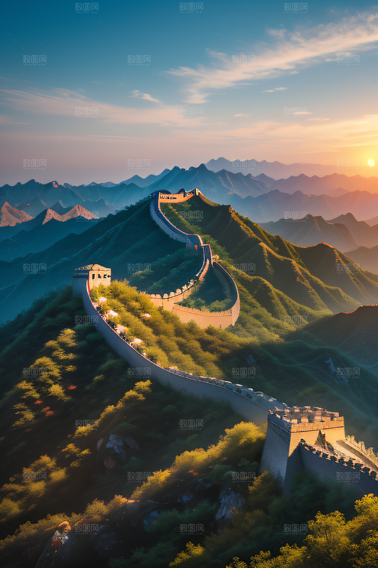 壮丽长城宏伟壮观的美景