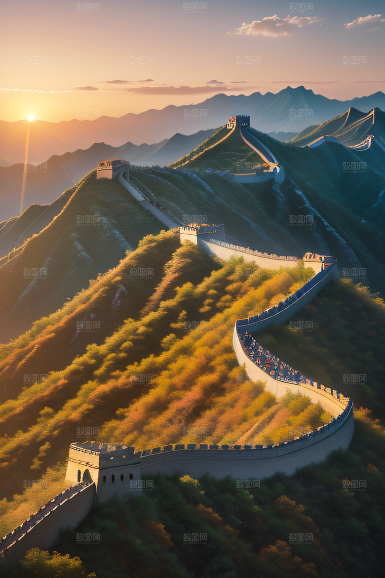 壮丽长城宏伟壮观的美景