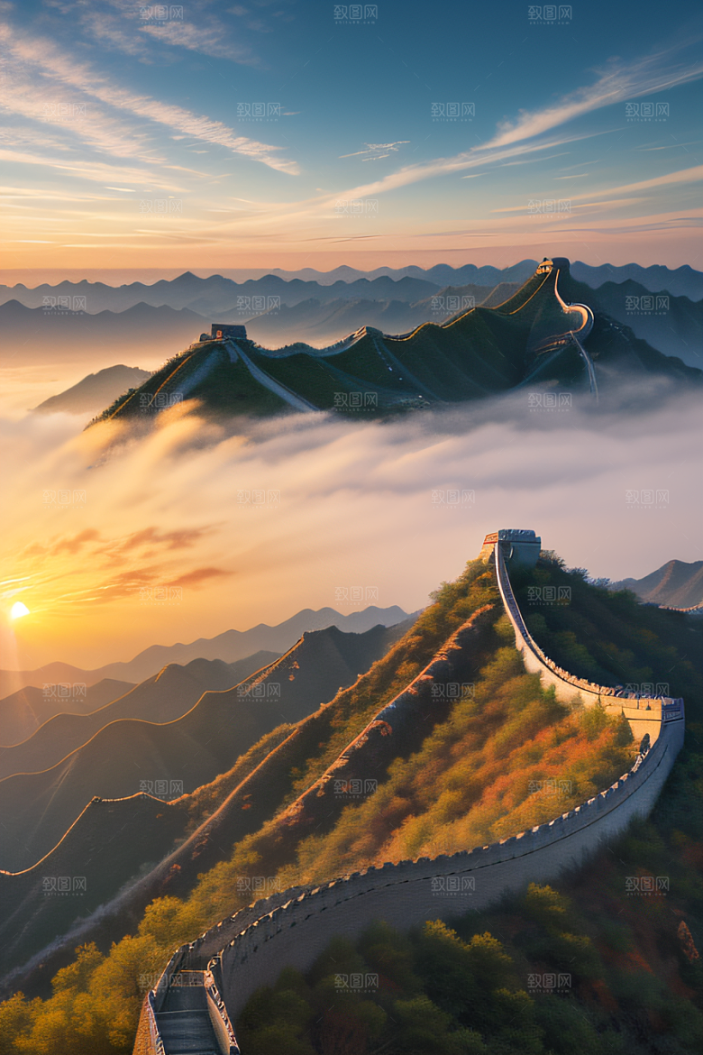 壮丽长城宏伟壮观的美景