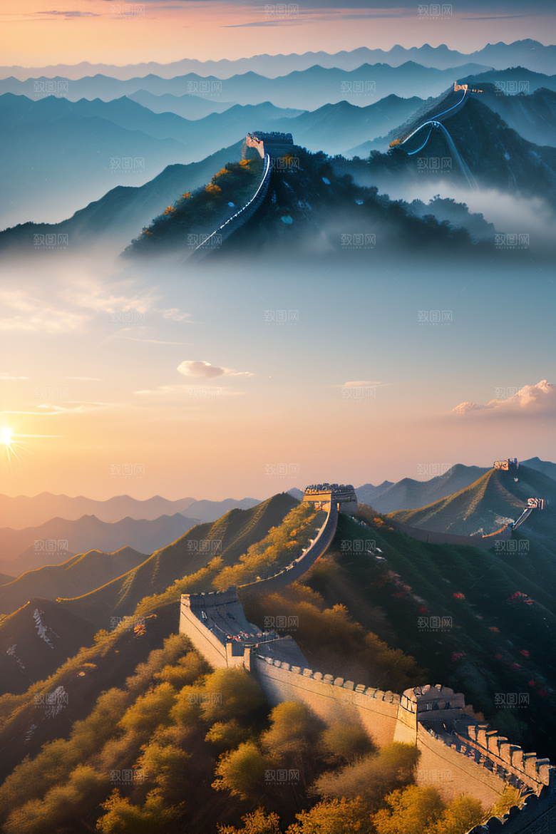 壮丽长城宏伟壮观的美景