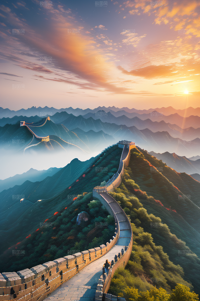 壮丽长城宏伟壮观的美景