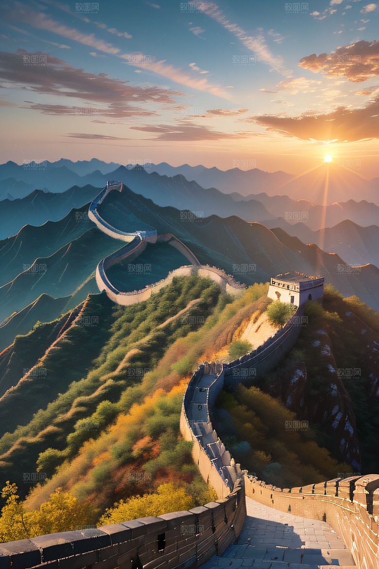 伟大长城壮丽的早晨