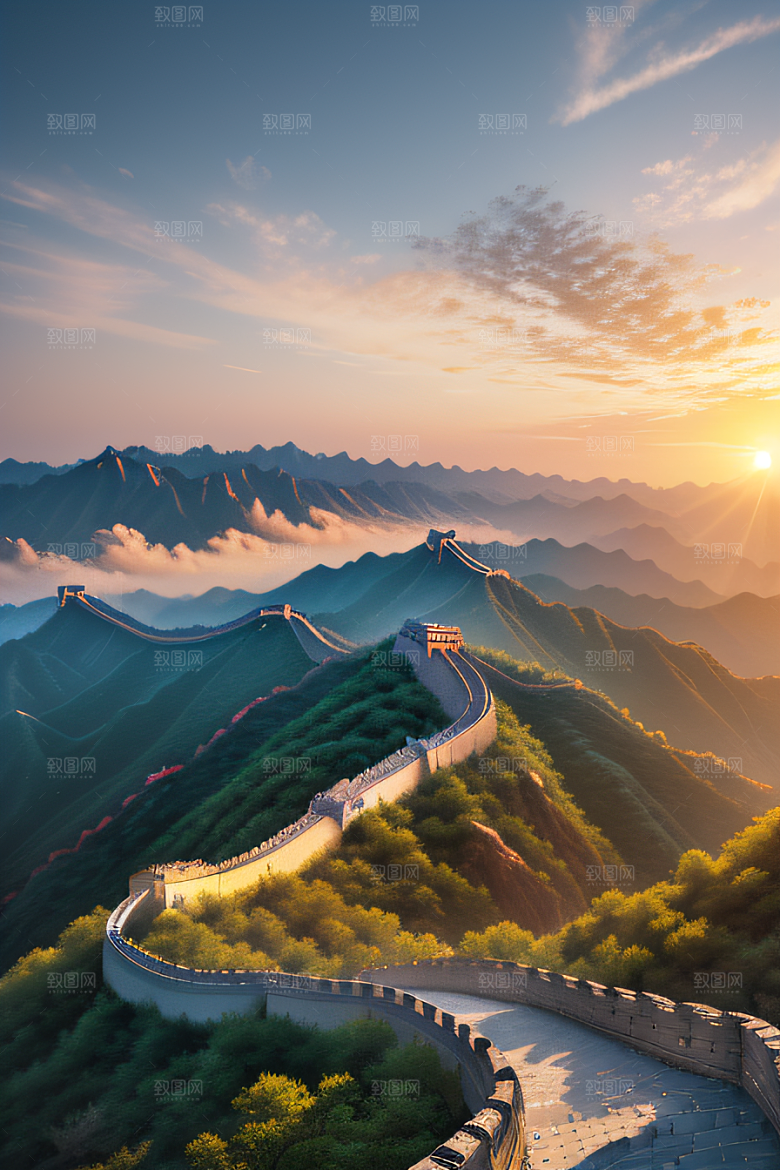 伟大长城壮丽的早晨