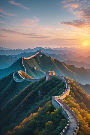 伟大长城壮丽的早晨