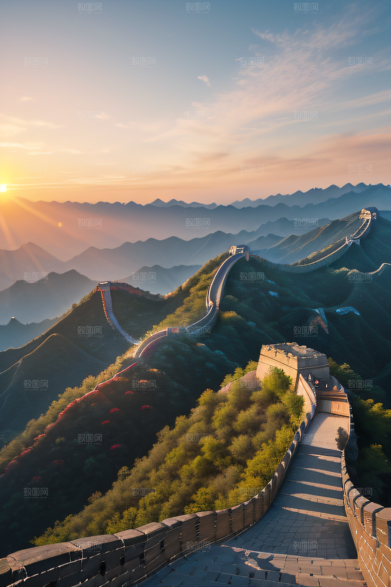 伟大长城壮丽的早晨