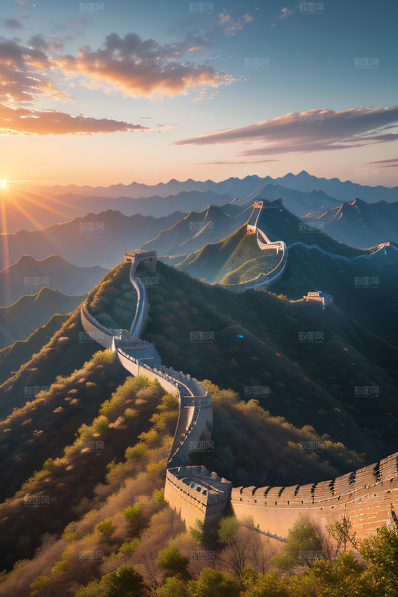 伟大长城壮丽的早晨