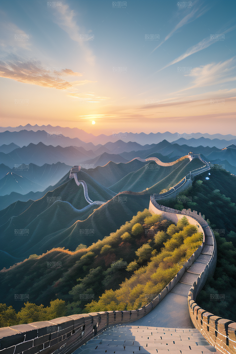 伟大长城壮丽的早晨