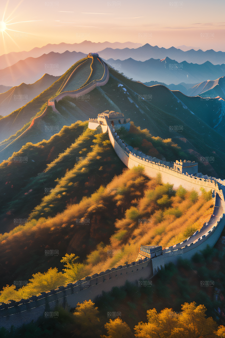 伟大长城壮丽的早晨