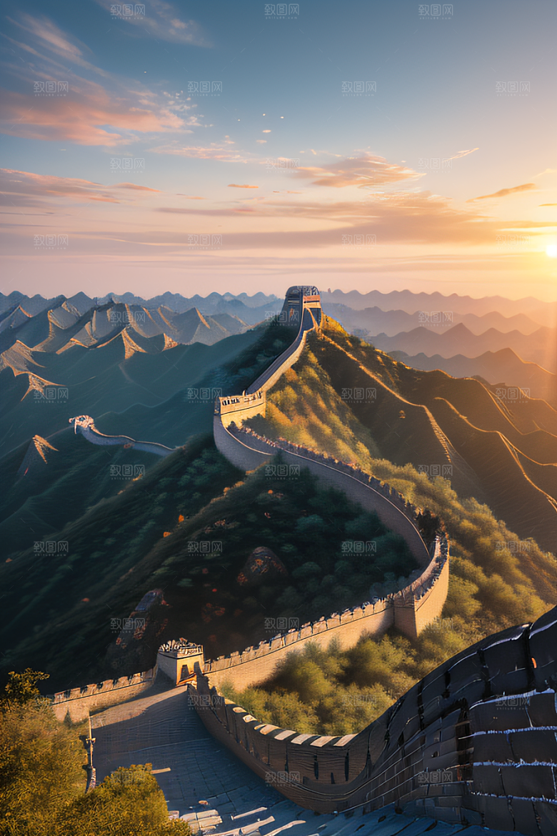 伟大长城壮丽的早晨