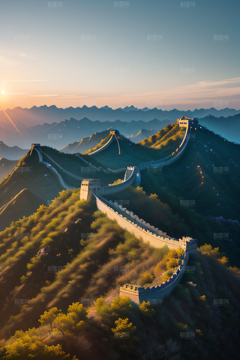 伟大长城壮丽的早晨