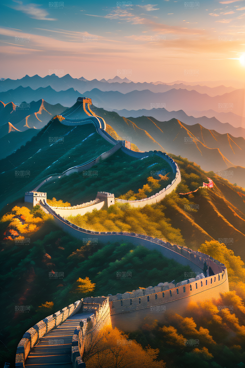 伟大长城壮丽的早晨