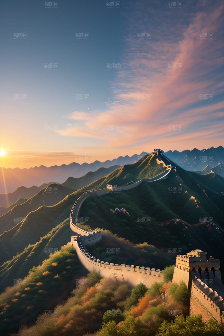 伟大长城壮丽的早晨