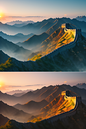 伟大长城壮丽的早晨