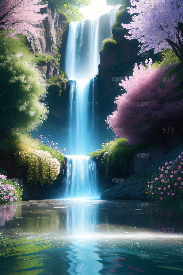 水流湍急中的花开奇景美轮美奂