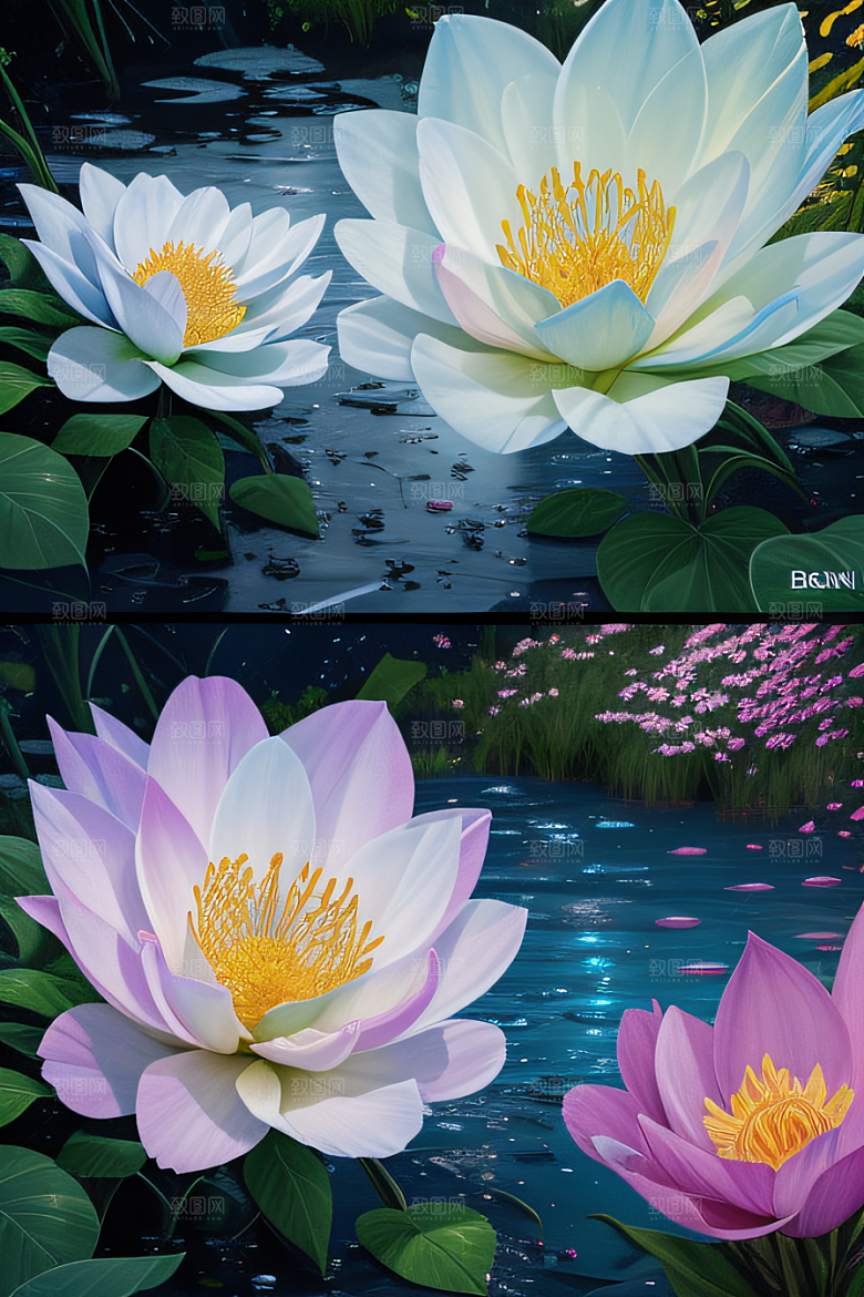 水流湍急中的花开奇景美轮美奂