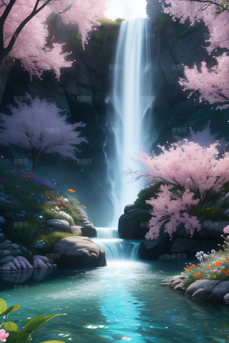 水流湍急中的花开奇景美轮美奂