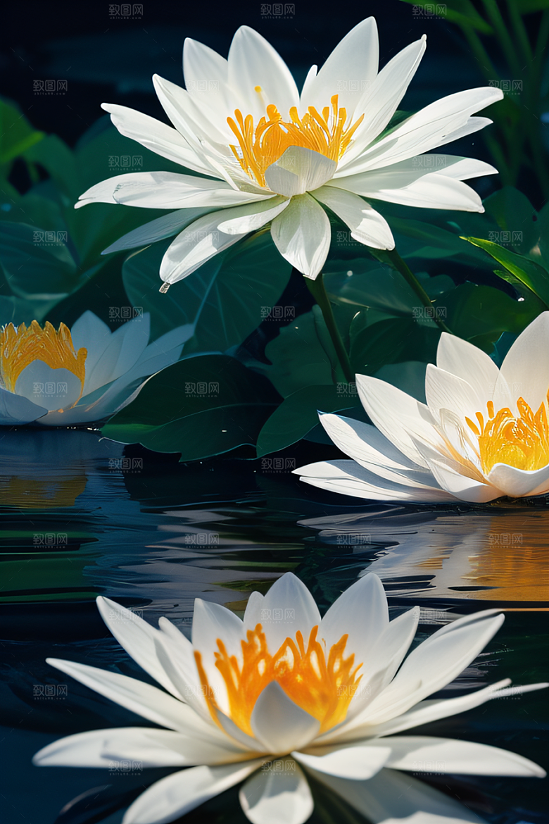 水流湍急中的花卉奇观视觉盛宴