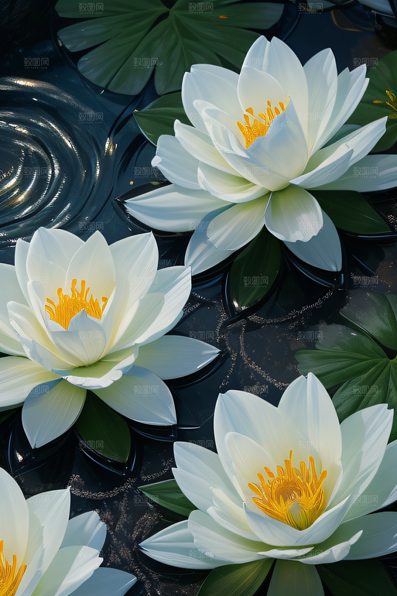 水流湍急中的花卉奇观视觉盛宴