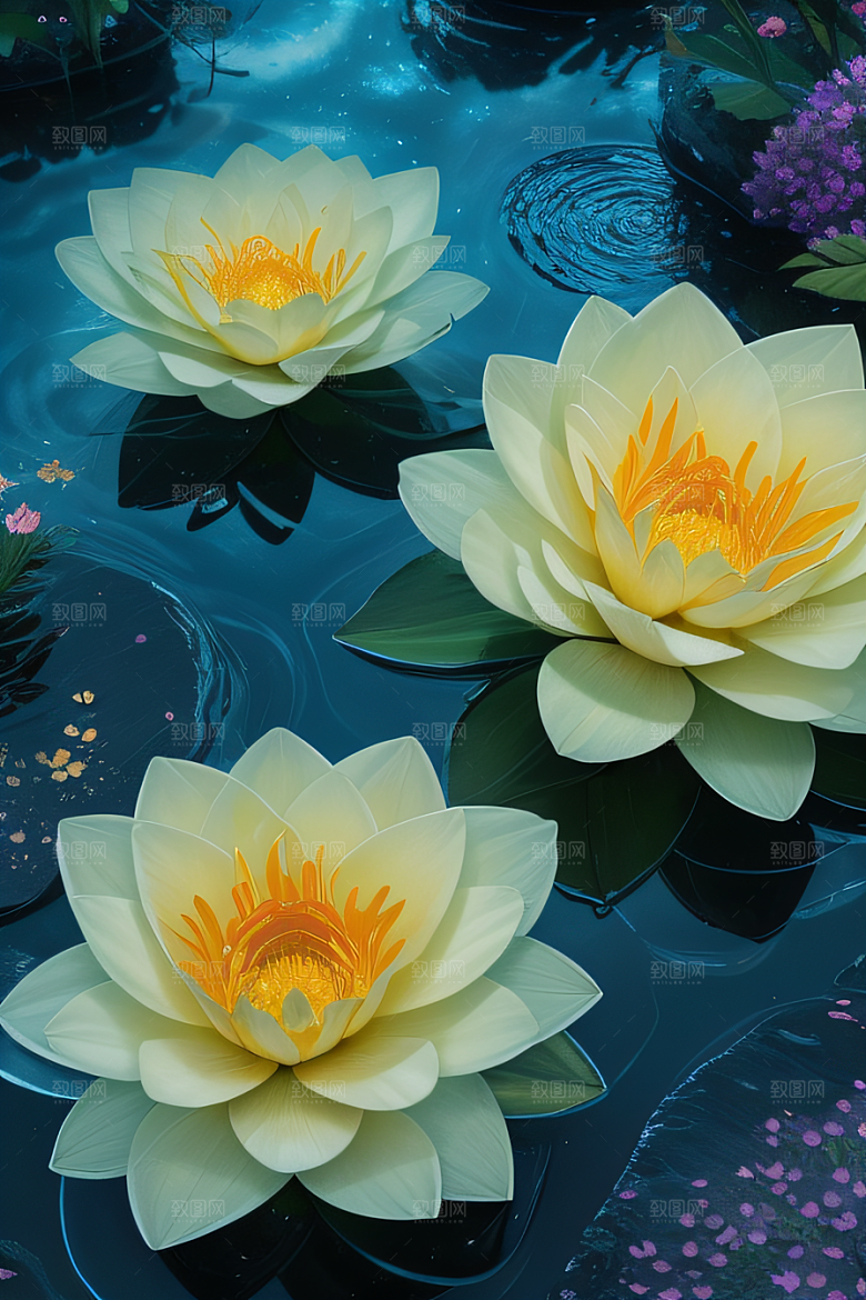 水流湍急中的花朵绽放美丽奇观