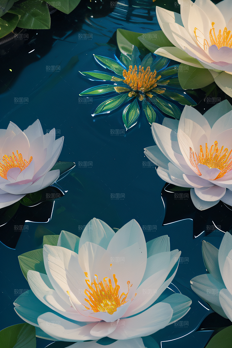 水流湍急中的花海奇观视觉盛宴