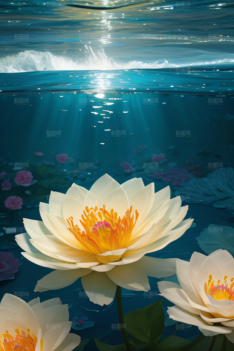 水流湍急中的花海奇观视觉盛宴