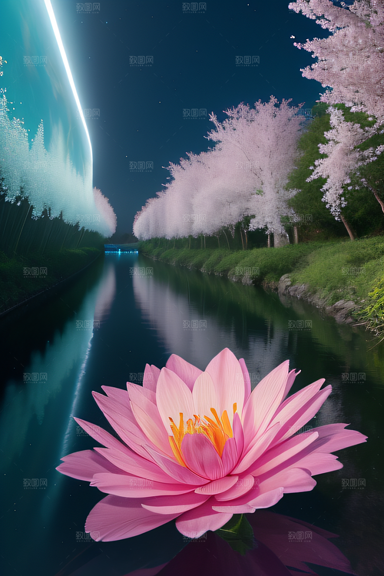 水流湍急中的绽放之美视觉盛宴