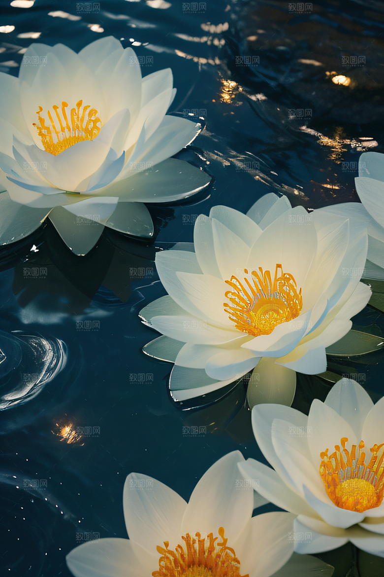 水流湍急中的花开盛景绚丽多彩