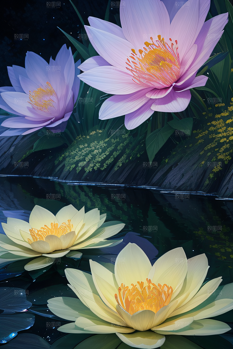 水流湍急中的花海绽放美不胜收