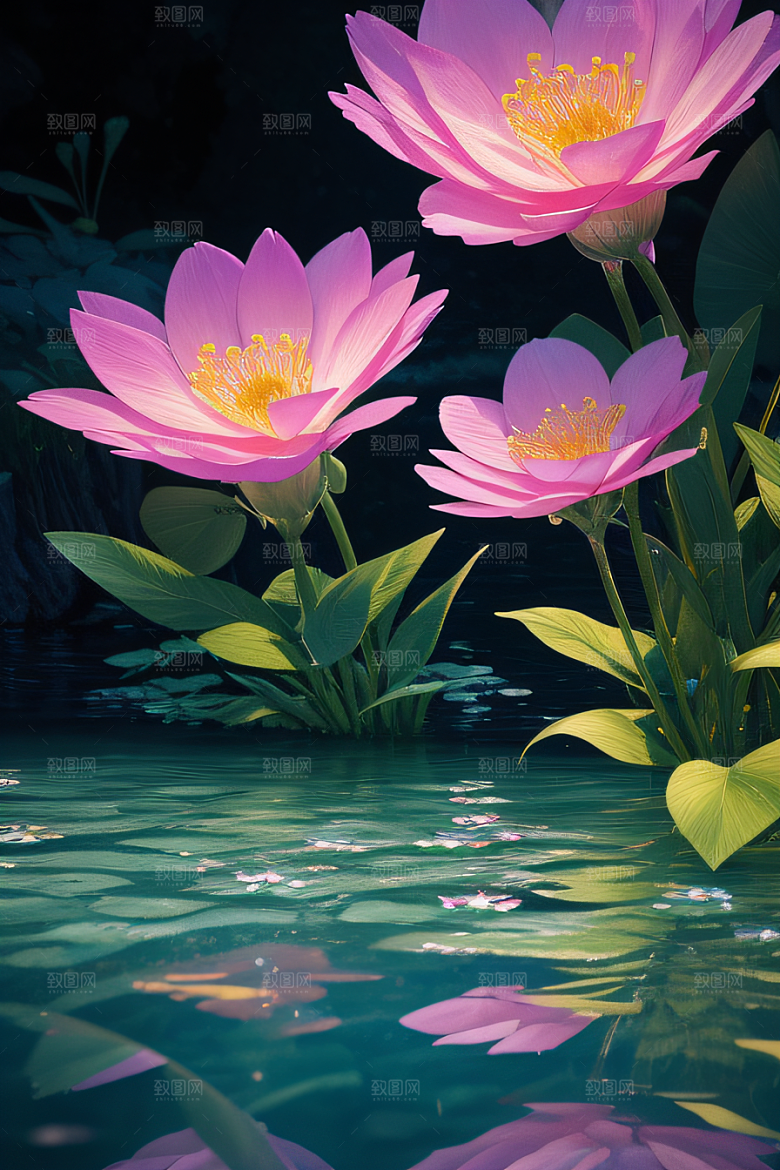 水流湍急中的花海奇景绚烂夺目