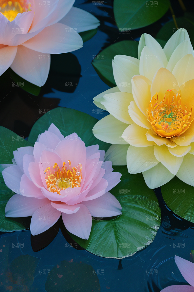 水流湍急中的花卉绽放美轮美奂