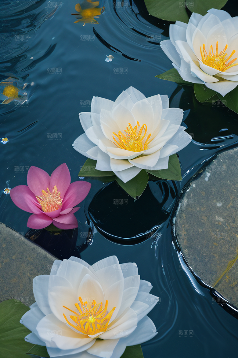水流湍急中的花开奇景美轮美奂