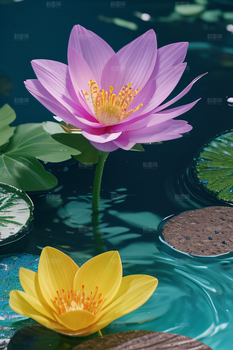 水流湍急中的花开奇景美轮美奂