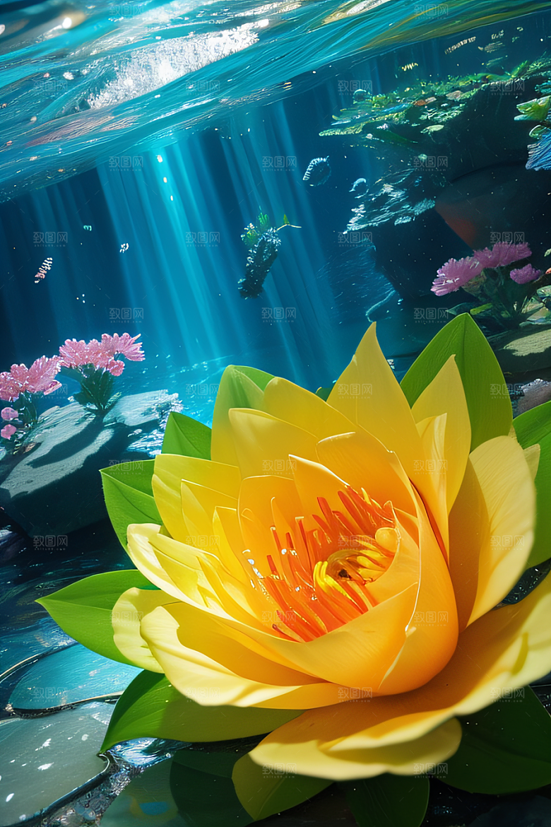 水流湍急中的花开奇景美轮美奂