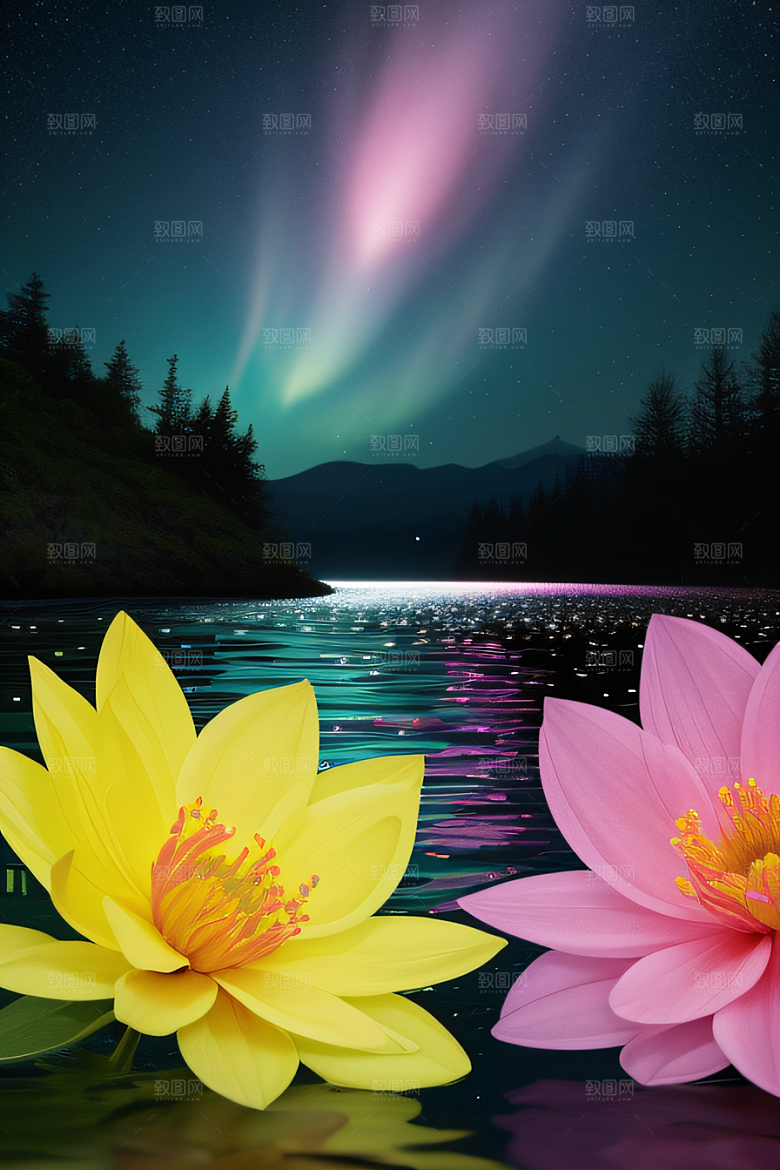 水流湍急中的花开奇景美轮美奂