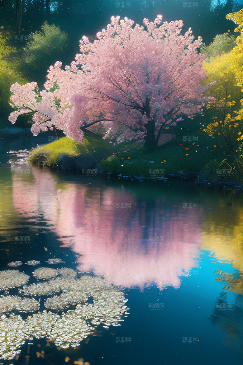 水流湍急中的花开奇景美轮美奂