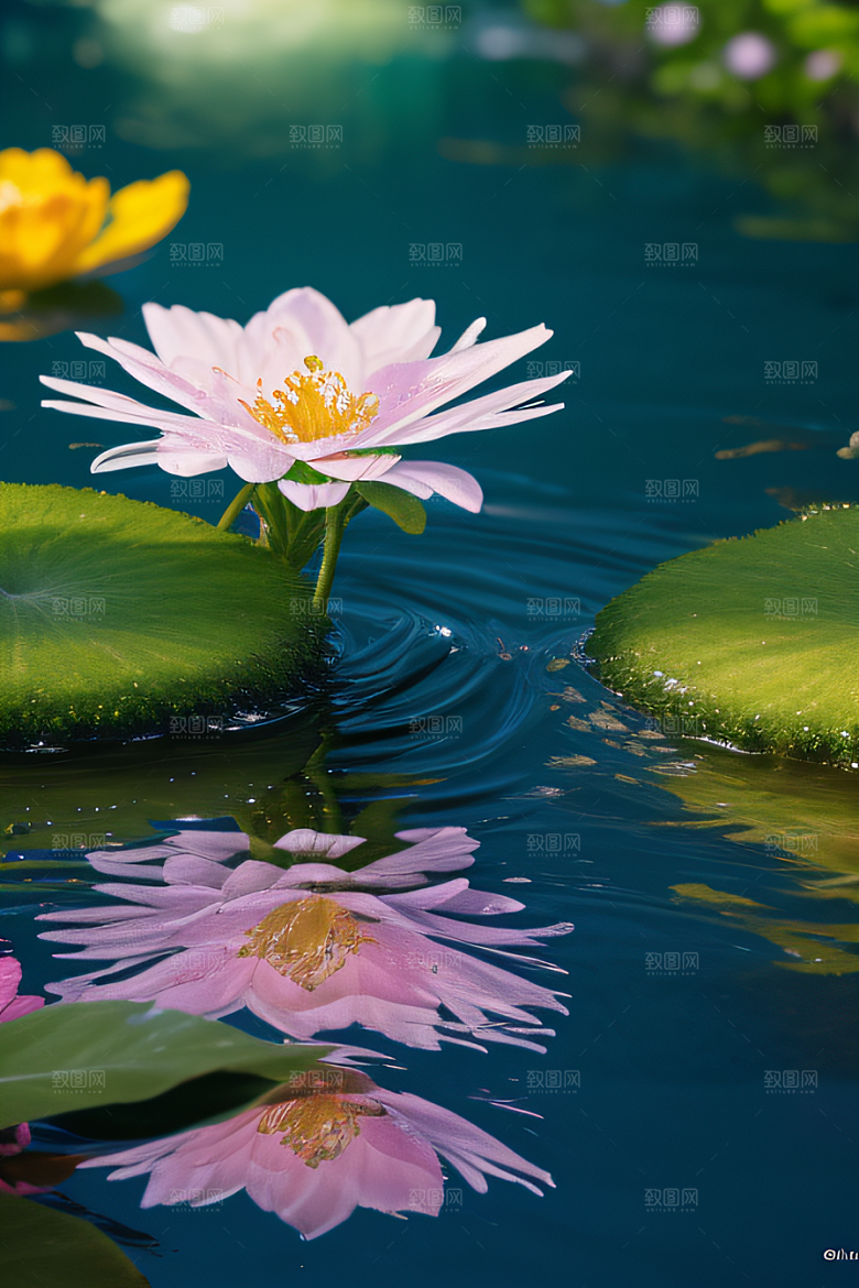 水流湍急中的花开奇景美轮美奂