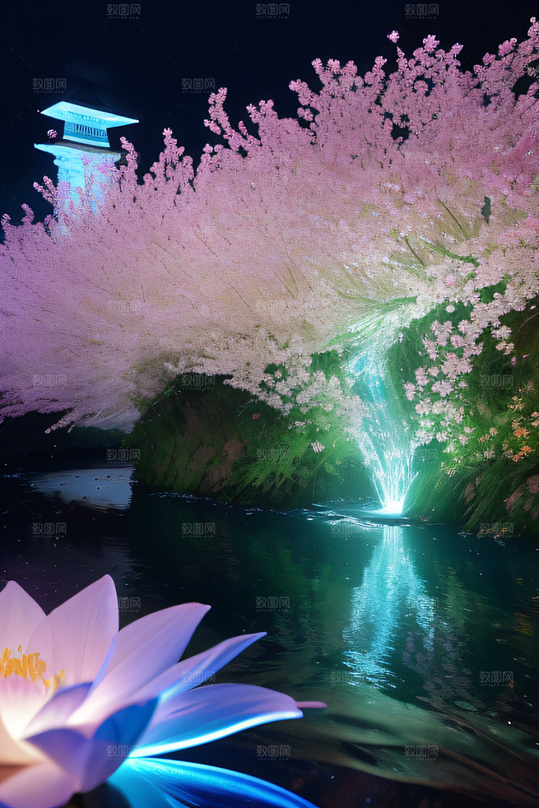 水流湍急中的花开奇景美轮美奂